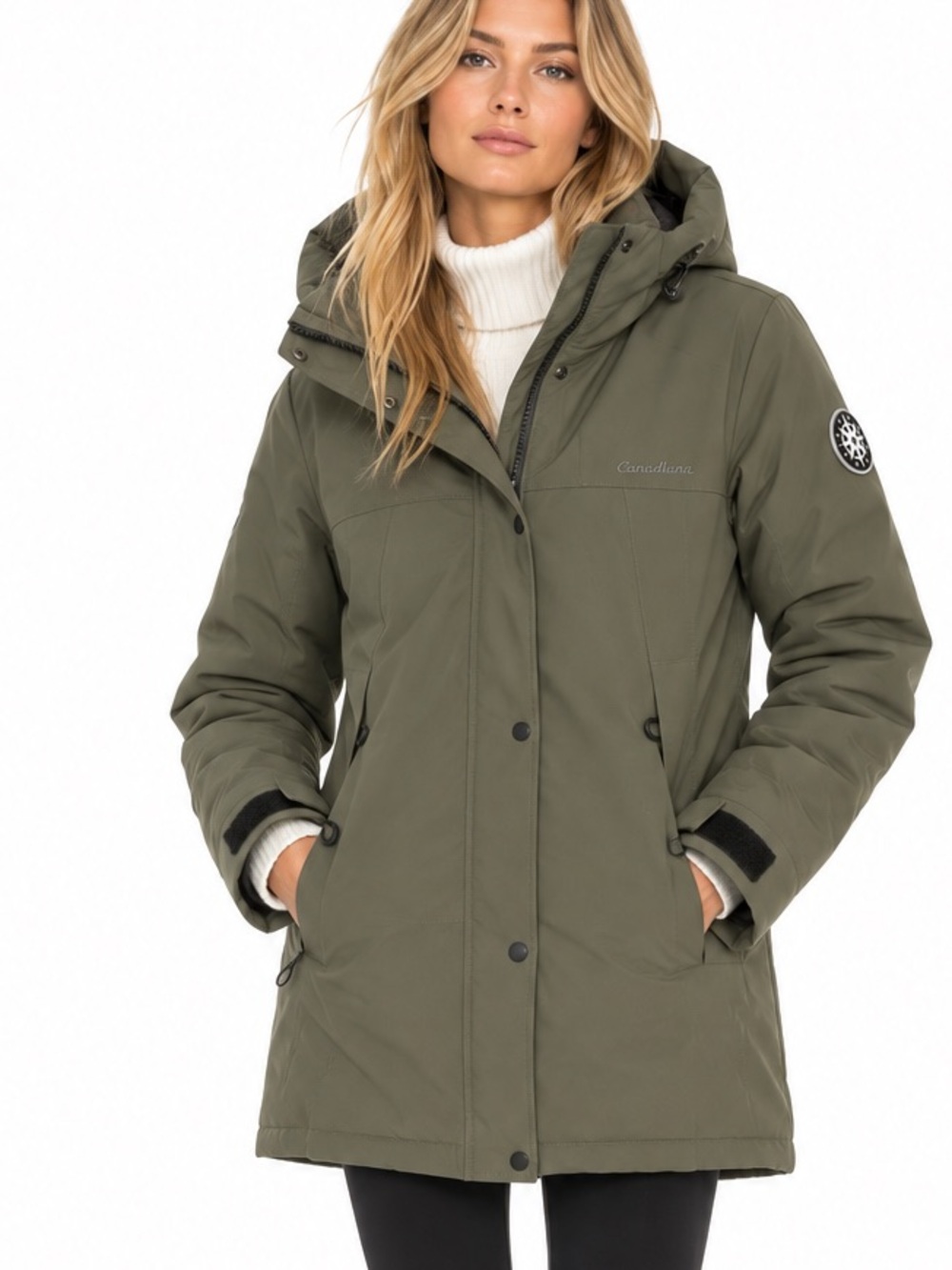 Canadiana Women’s XL Olive Green Insulated Waterproof Winter Parka NWT down blen